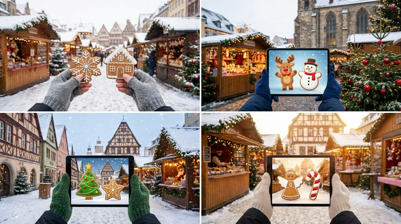 Holiday greeting card created using festive AI image collage