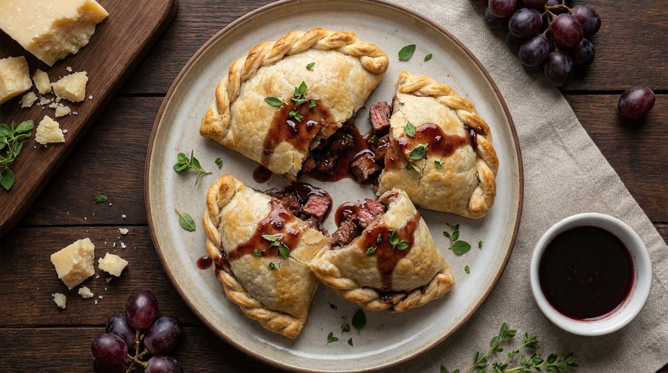 Empanadas de Lomo al Cuchillo con Reducción de Malbec