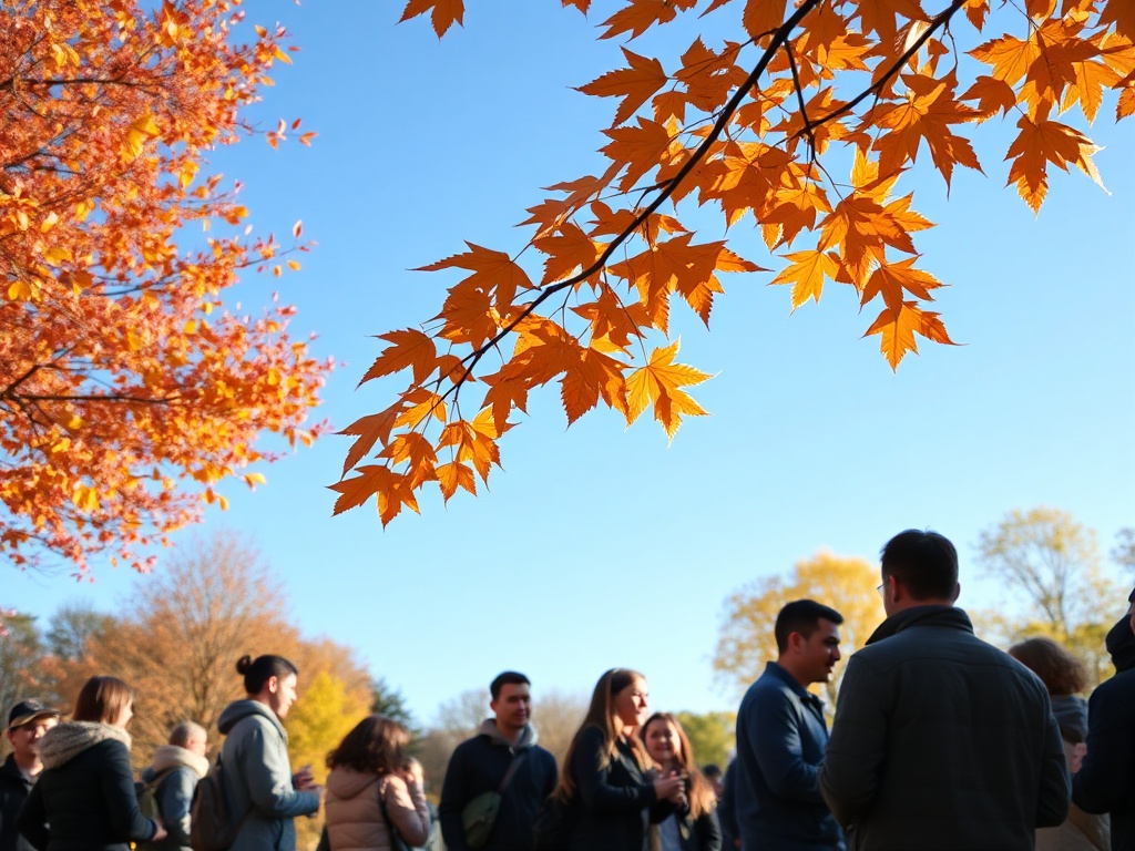 단풍놀이를 즐기는 사람들