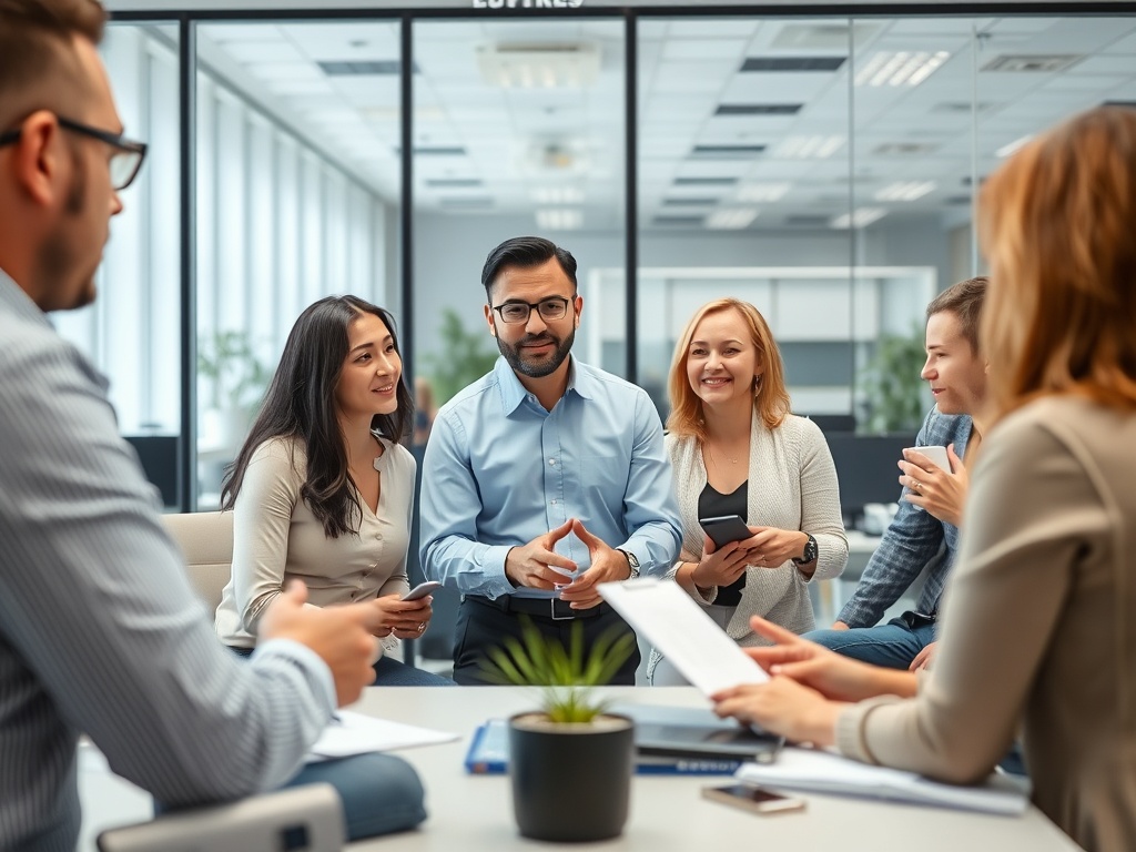 직장 스트레스 해소법을 논의하는 모습