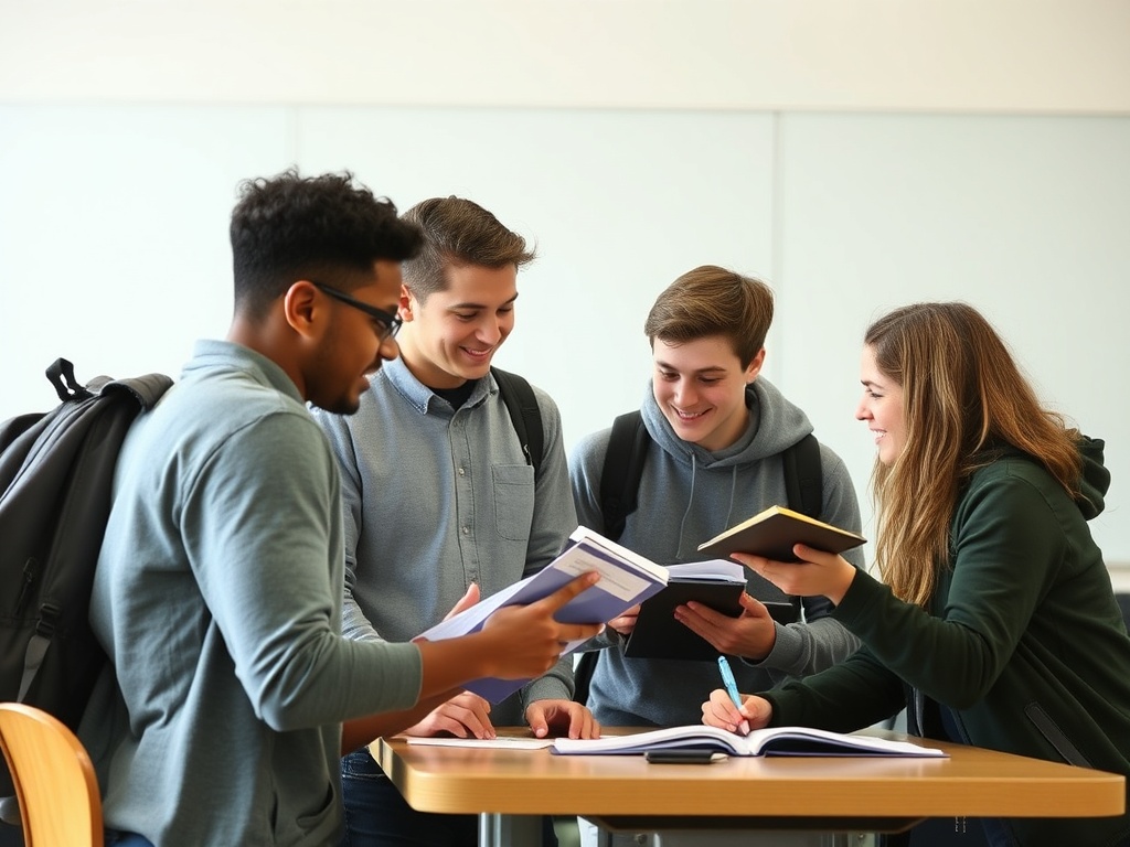 스터디 그룹에서 함께 공부하는 학생들
